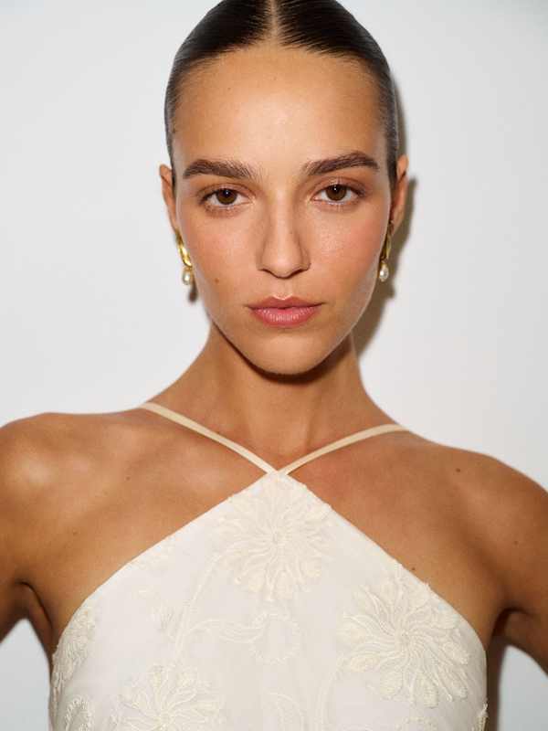 Jillian Silk Dress - Fior Di Latte Embroidery