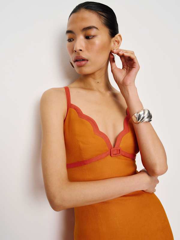 Sara Linen Dress - Nectarine