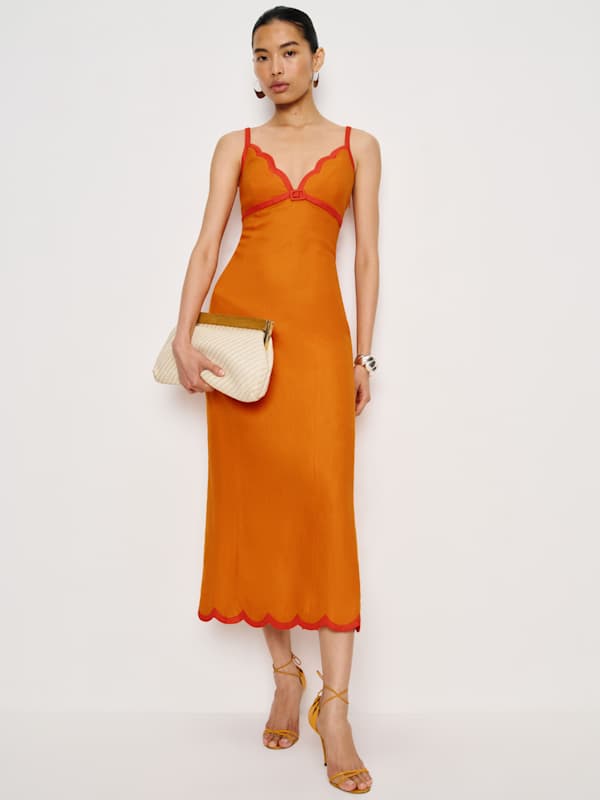 Sara Linen Dress - Nectarine