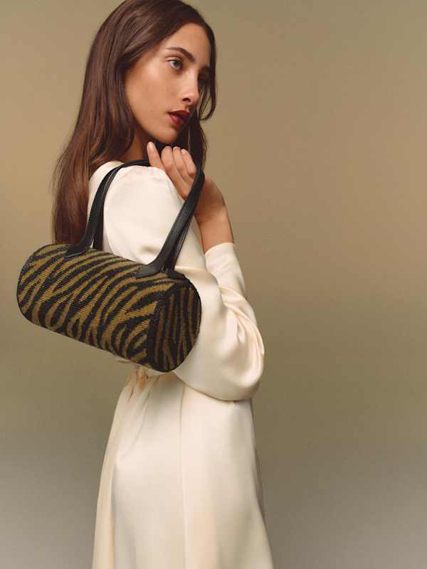 Aurora Shoulder Bag - Bronze Black Zebra Beaded