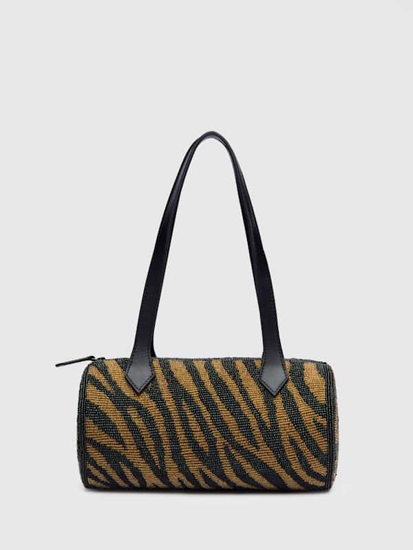 Aurora Shoulder Bag - Bronze Black Zebra Beaded