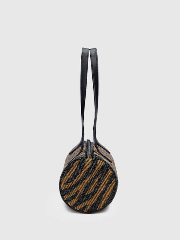 Aurora Shoulder Bag - Bronze Black Zebra Beaded