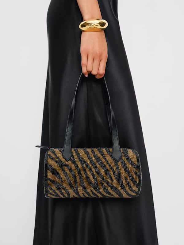 Aurora Shoulder Bag - Bronze Black Zebra Beaded