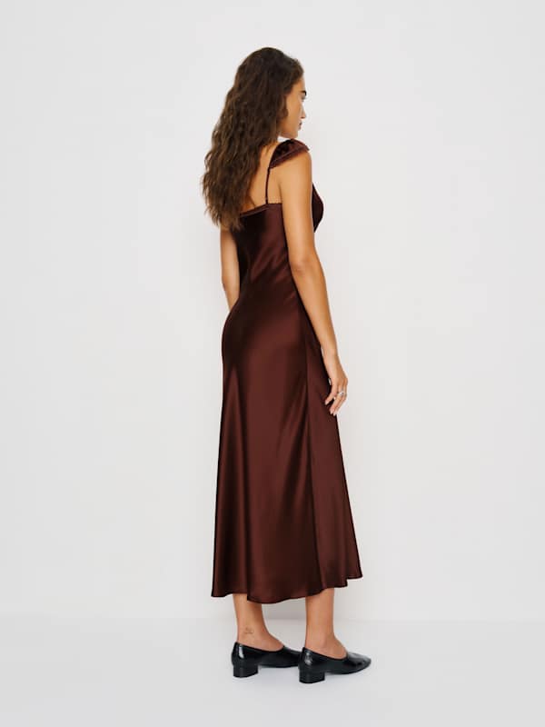 Serafina Silk Dress - Mahogany