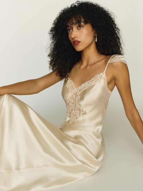 Robe en soie Serafina - Sucre