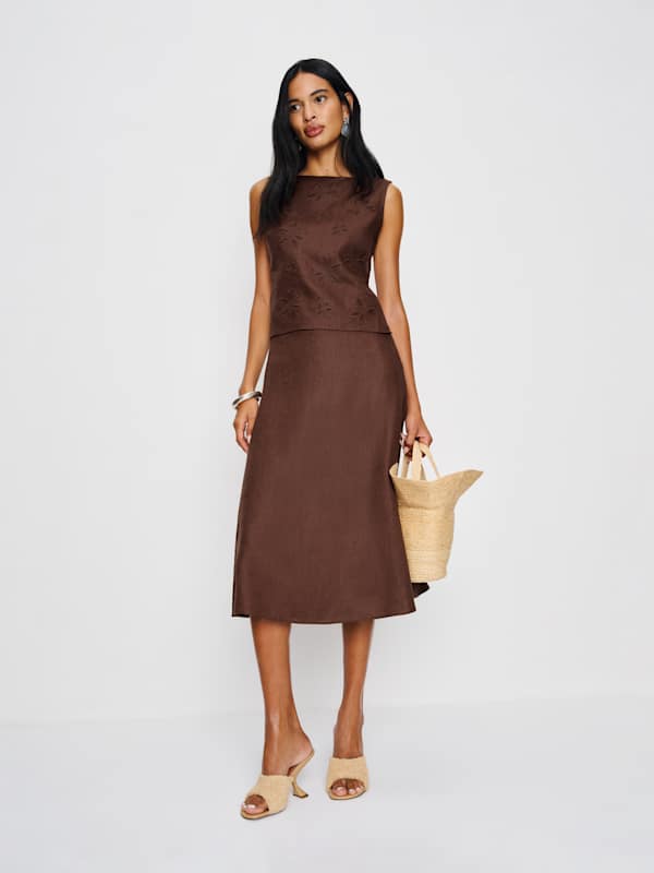 Evelina Linen Top - Cafe