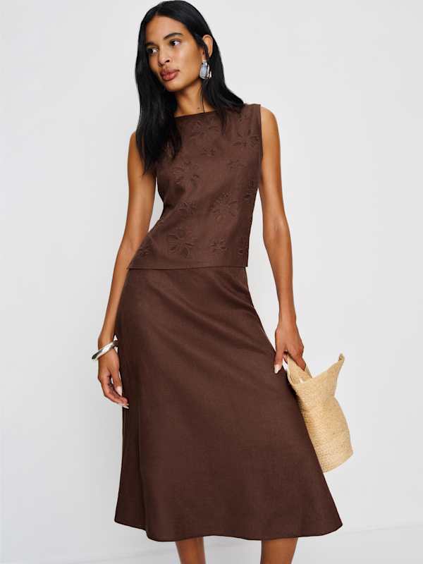 Evelina Linen Top - Cafe