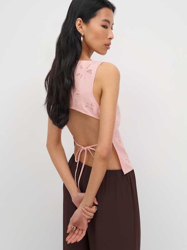 Evelina Linen Top - Lotus