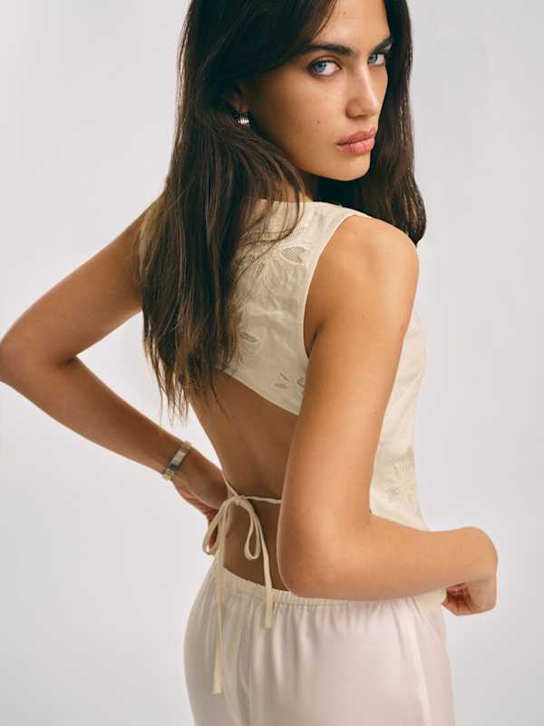 Evelina Linen Top - Sugar