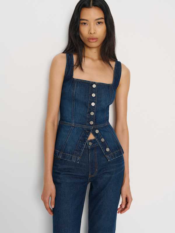 Tilly Stretch Denim Top - Nemi