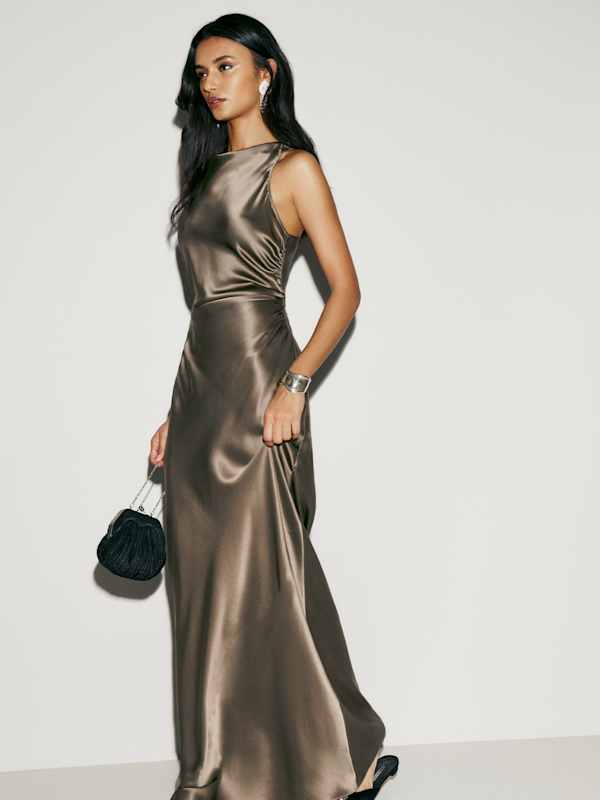 Petites Anaiis Silk Dress - Morel