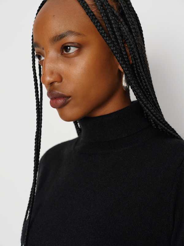 Pull col roul&eacute; en cachemire Jett - Noir