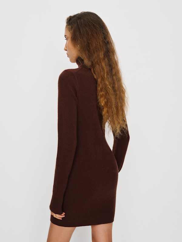 Helly Cashmere Turtleneck Dress - Mahogany