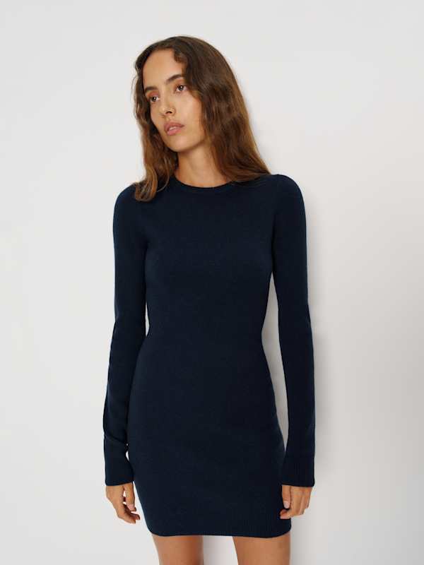 Walker Cashmere Crew Dress - Navy