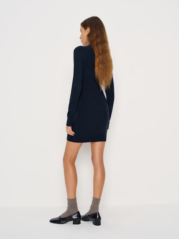 Walker Cashmere Crew Dress - Navy