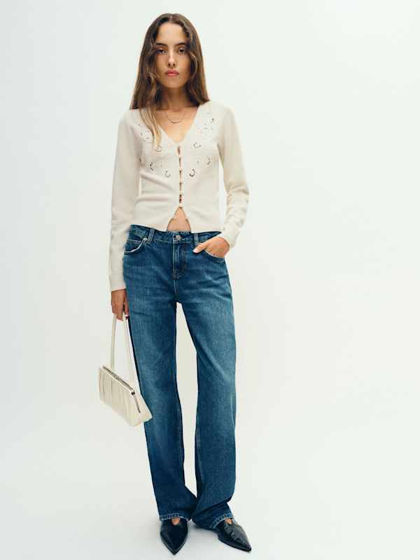 Lowen Regenerative Wool Embroidered Cardigan - Arctic