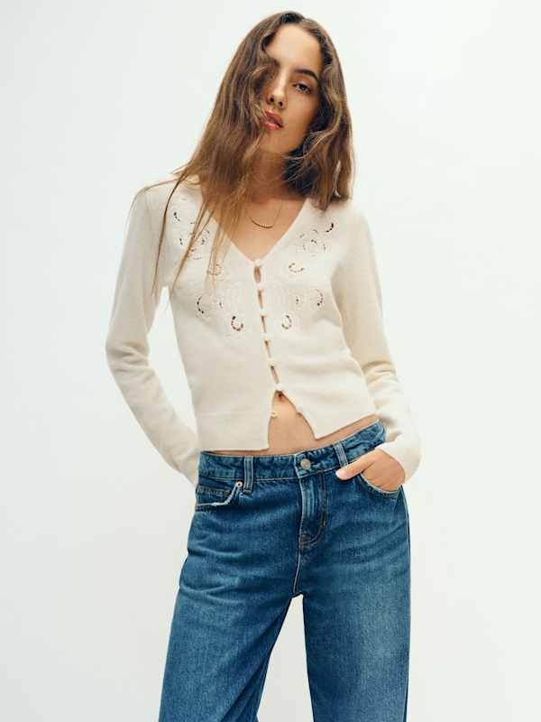 Lowen Regenerative Wool Embroidered Cardigan - Arctic