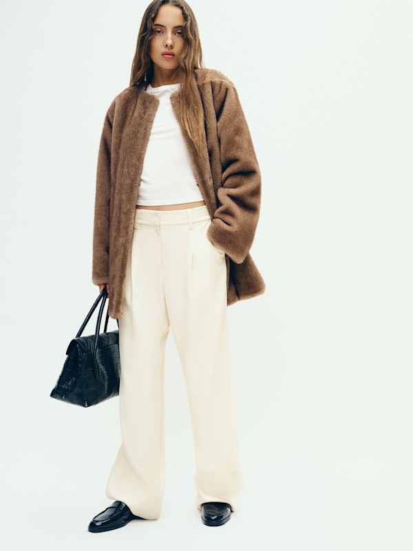 Devin Faux Fur Coat - Taupe