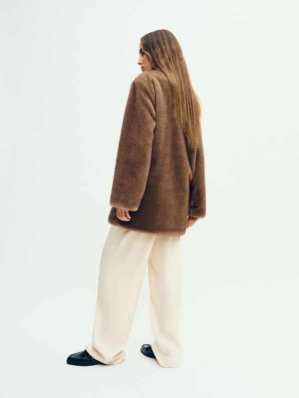 Devin Faux Fur Coat - Taupe