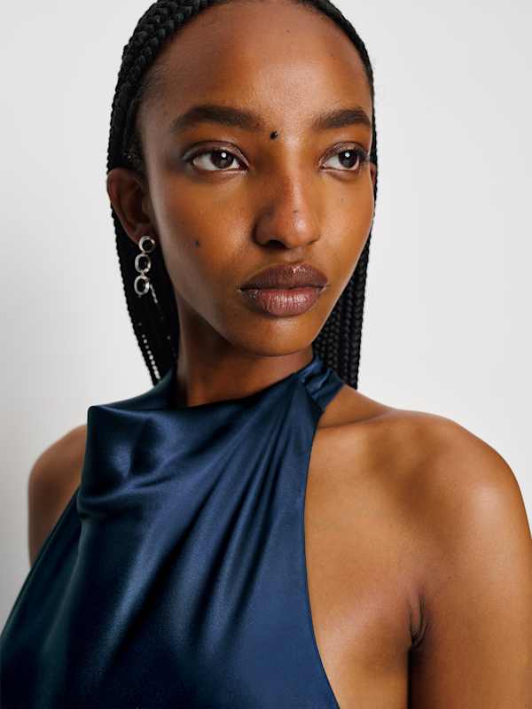 Kaylah Silk Dress - Navy