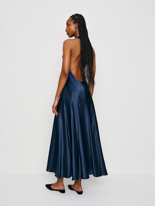 Kaylah Silk Dress - Navy