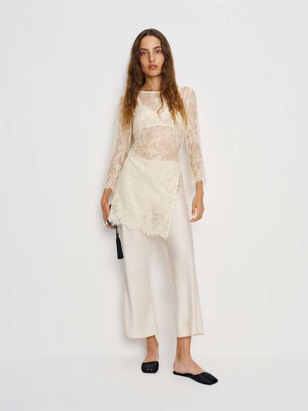 Gale Satin Mid Rise Capri Pant - Almond