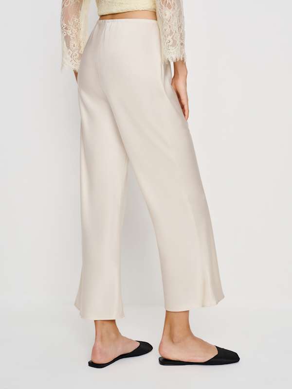 Gale Satin Mid Rise Capri Pant - Almond