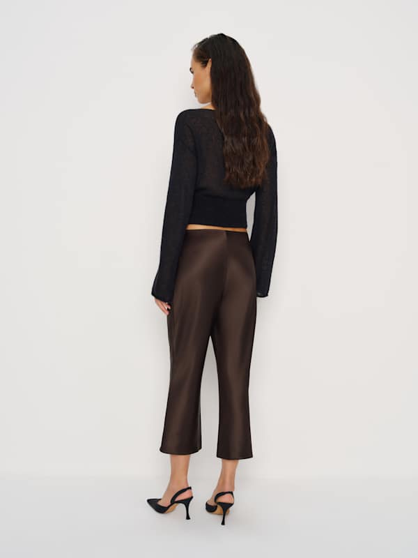 Gale Satin Mid Rise Capri Pant - Mole