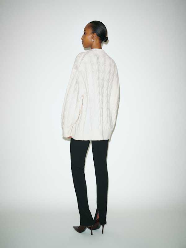 Jo Regenerative Wool Oversized Crew - Arctic Cable