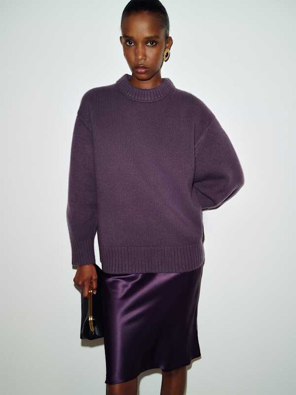 Jo Regenerative Wool Oversized Crew - Crushed Violet