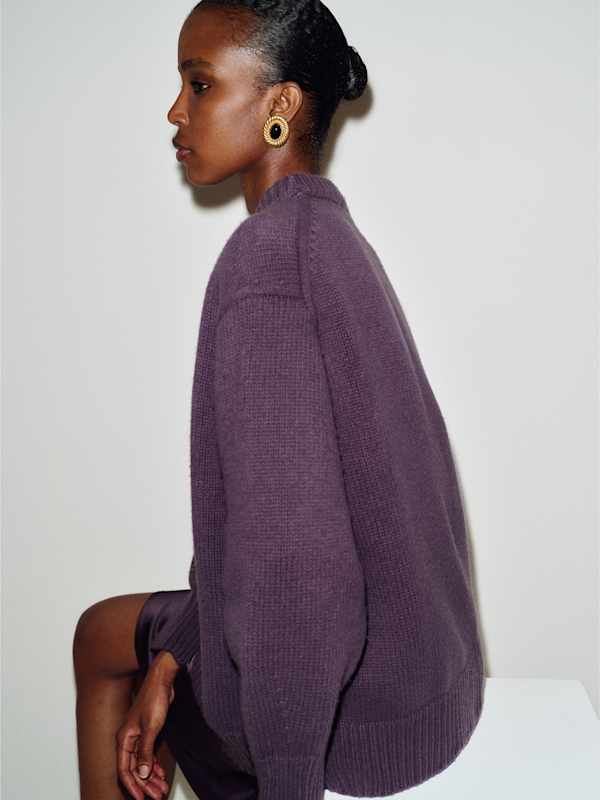 Jo Regenerative Wool Oversized Crew - Crushed Violet