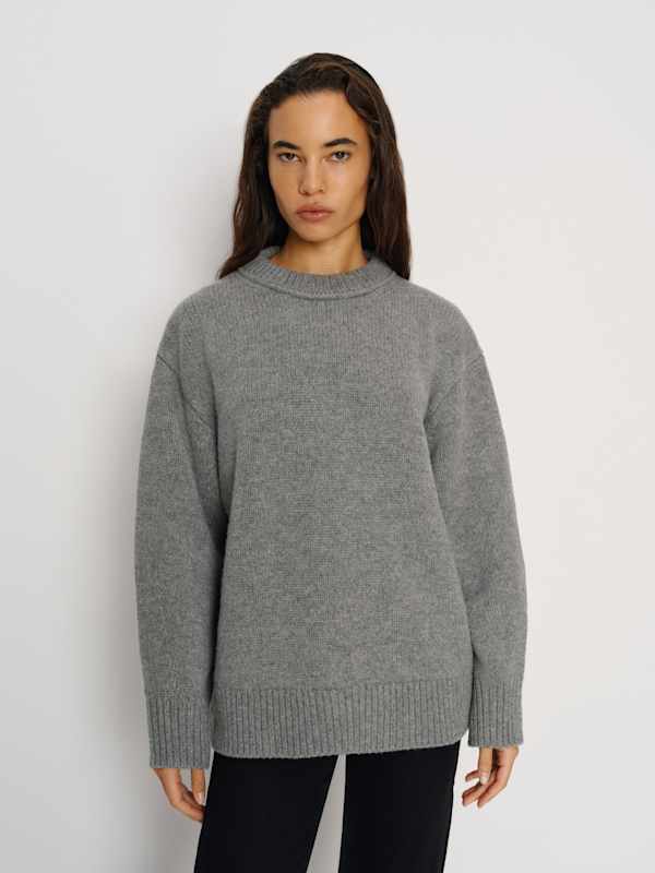 Jo Regenerative Wool Oversized Crew - Mid Grey