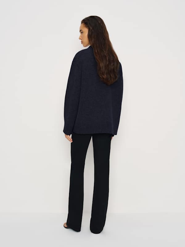 Jo Regenerative Wool Oversized Crew - Navy