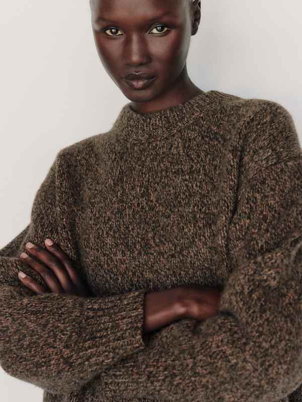 Jo Regenerative Wool Oversized Crew - Trail Mix