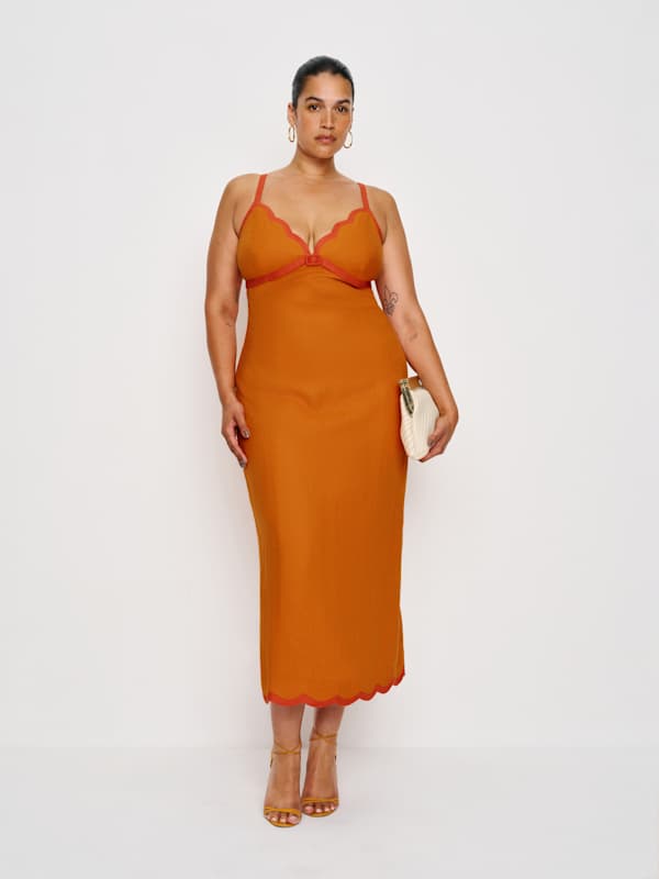 Sara Linen Dress Es - Nectarine