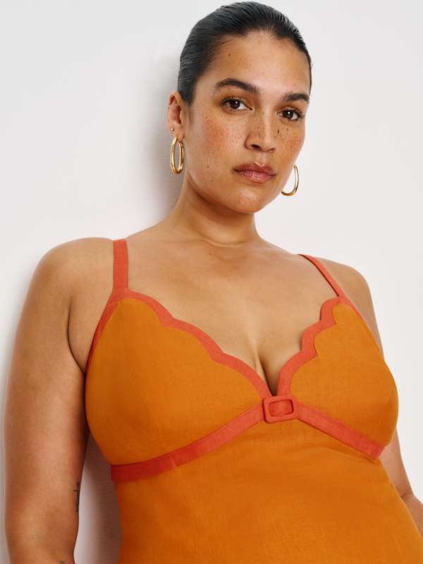 Sara Linen Dress Es - Nectarine