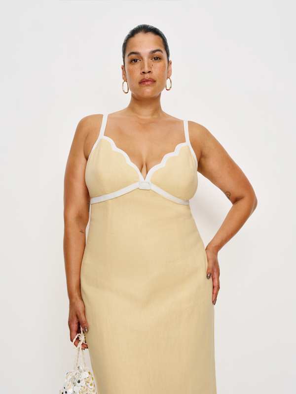Sara Linen Dress Es - Parmesan