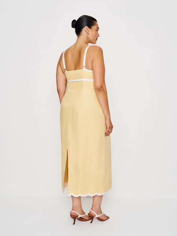 Sara Linen Dress Es - Parmesan