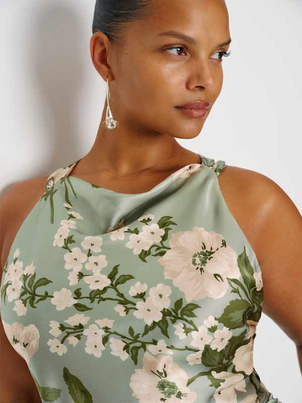 Anaiis Silk Dress Es - Tarragon