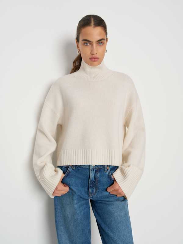 March Regenerative Wool Cropped Turtleneck - Arctic