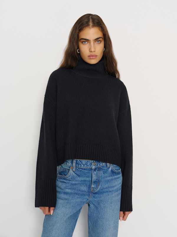 March Regenerative Wool Cropped Turtleneck - Black