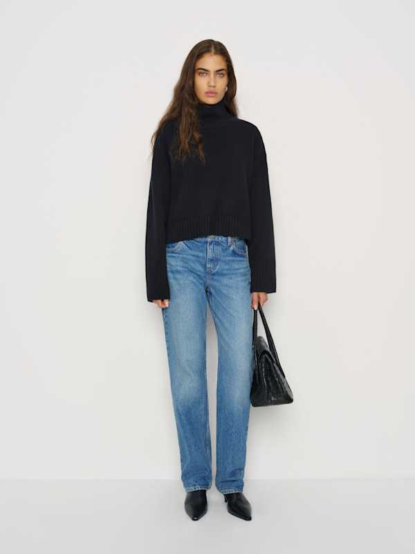 March Regenerative Wool Cropped Turtleneck - Black