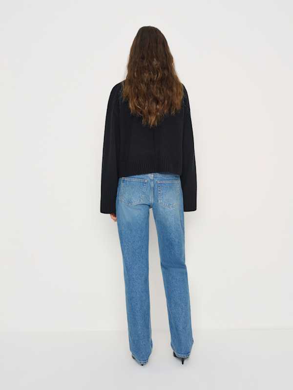 March Regenerative Wool Cropped Turtleneck - Black
