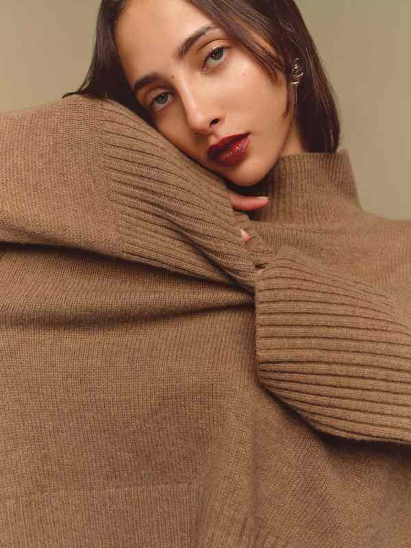 March Regenerative Wool Cropped Turtleneck - Heathered Chanterelle