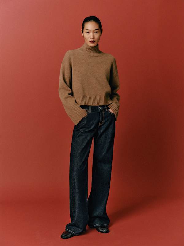 March Regenerative Wool Cropped Turtleneck - Heathered Chanterelle