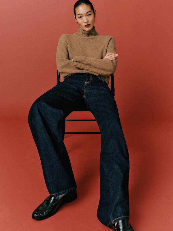 March Regenerative Wool Cropped Turtleneck - Heathered Chanterelle