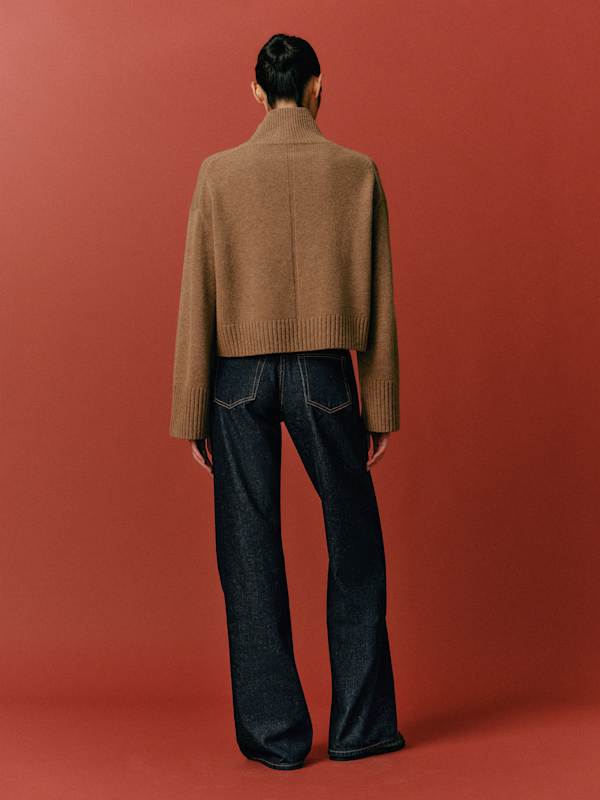 March Regenerative Wool Cropped Turtleneck - Heathered Chanterelle