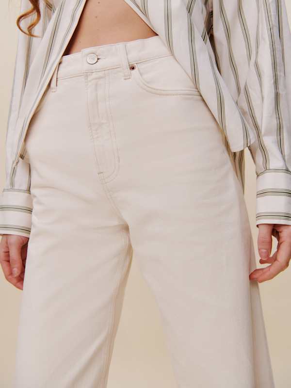 Cary High Rise Slouchy Wide Leg Long Jeans - Fior Di Latte