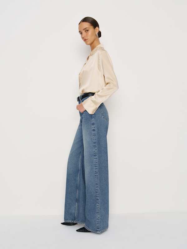 Cary High Rise Slouchy Wide Leg Short Jeans - Colorado