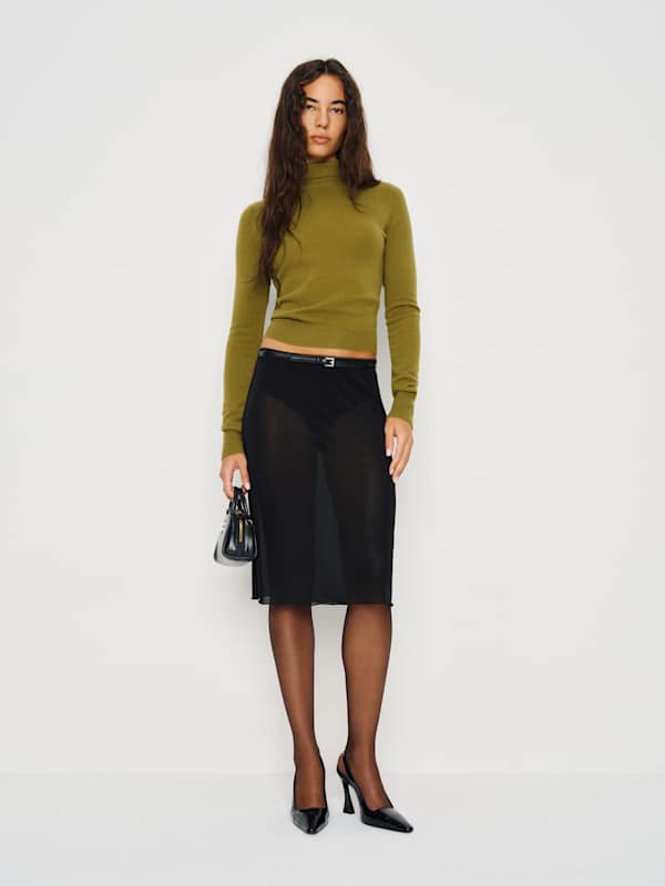 Brodie Sheer Knit Skirt - Black